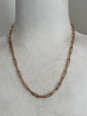 Rose Gold Plated Stainless Steel Paperclip Necklace Waterproof No Tarnish
